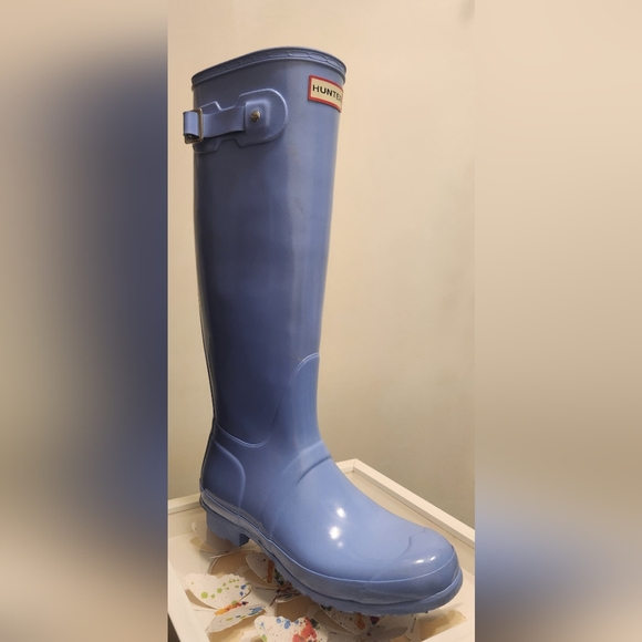 🔥 Hunter Women's Original Tall Gloss Rain Boots, blue, size 8 🔥 - Picture 6 of 10